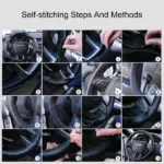 Genuine Cowhide Stitch-On Steering Wheel Cover for 15 Inch Wheels Black - Image 4