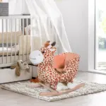 Giraffe Plush Wooden Rocking Horse, Animal Chair with Sound, Brown, for Boys and Girls - Image 2