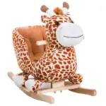 Giraffe Plush Wooden Rocking Horse, Animal Chair with Sound, Brown, for Boys and Girls - Image 11
