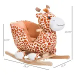 Giraffe Plush Wooden Rocking Horse, Animal Chair with Sound, Brown, for Boys and Girls - Image 3