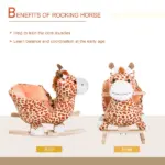 Giraffe Plush Wooden Rocking Horse, Animal Chair with Sound, Brown, for Boys and Girls - Image 5