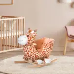 Giraffe Plush Wooden Rocking Horse, Animal Chair with Sound, Brown, for Boys and Girls - Image 10