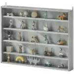 HOMCOM Glass Display Cabinet 5-Tier Wall-Mounted Adjustable Shelves 2 Doors Modern Gray - Image 11