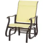 Glider Rocking Chair Outdoor with Steel Frame and Mesh Fabric for Backyard, Garden and Porch, Beige - Image 11