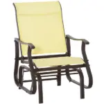Glider Rocking Chair Outdoor with Steel Frame and Mesh Fabric for Backyard, Garden and Porch, Beige
