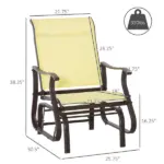 Glider Rocking Chair Outdoor with Steel Frame and Mesh Fabric for Backyard, Garden and Porch, Beige - Image 3