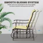 Glider Rocking Chair Outdoor with Steel Frame and Mesh Fabric for Backyard, Garden and Porch, Beige - Image 4