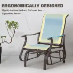 Glider Rocking Chair Outdoor with Steel Frame and Mesh Fabric for Backyard, Garden and Porch, Beige - Image 6