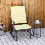 Glider Rocking Chair Outdoor with Steel Frame and Mesh Fabric for Backyard, Garden and Porch, Beige - Image 10