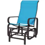 Gliding Lounger Chair, Blue Single Rocker with Lightweight Metal and Mesh Construction - Image 11