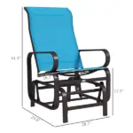 Gliding Lounger Chair, Blue Single Rocker with Lightweight Metal and Mesh Construction - Image 3