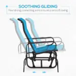 Gliding Lounger Chair, Blue Single Rocker with Lightweight Metal and Mesh Construction - Image 4