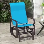 Gliding Lounger Chair, Blue Single Rocker with Lightweight Metal and Mesh Construction - Image 10