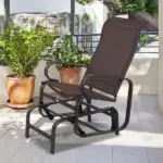 Outsunny Gliding Lounger Chair, Outdoor Swinging Chair with Smooth Rocking Arms and Lightweight Construction for Patio Backyard, Brown - Image 2