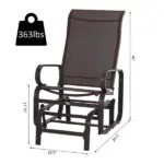 Outsunny Gliding Lounger Chair, Outdoor Swinging Chair with Smooth Rocking Arms and Lightweight Construction for Patio Backyard, Brown - Image 3