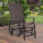 Outsunny Gliding Lounger Chair, Outdoor Swinging Chair with Smooth Rocking Arms and Lightweight Construction for Patio Backyard, Brown - Image 7