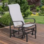 Outsunny Gliding Lounger Chair, Outdoor Swinging Chair with Smooth Rocking Arms and Lightweight Construction for Patio Backyard, Cream White - Image 2