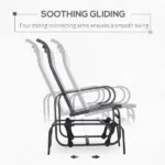 Outsunny Gliding Lounger Chair, Outdoor Swinging Chair with Smooth Rocking Arms and Lightweight Construction for Patio Backyard, Cream White - Image 4