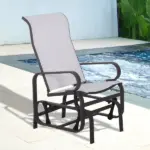 Outsunny Gliding Lounger Chair, Outdoor Swinging Chair with Smooth Rocking Arms and Lightweight Construction for Patio Backyard, Cream White - Image 10