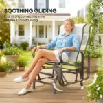 Gliding Lounger Chair Set of 2, Single Rockers with Lightweight Metal and Mesh Construction, Beige - Image 4