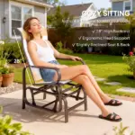 Gliding Lounger Chair Set of 2, Single Rockers with Lightweight Metal and Mesh Construction, Beige - Image 5
