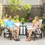 Gliding Lounger Chair Set of 2, Single Rockers with Lightweight Metal and Mesh Construction, Beige - Image 10