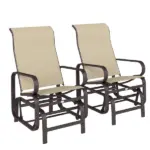 Gliding Lounger Chair Set of 2, Single Rockers with Lightweight Metal and Mesh Construction, Khaki - Image 11