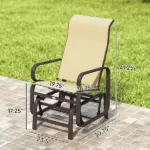 Gliding Lounger Chair Set of 2, Single Rockers with Lightweight Metal and Mesh Construction, Khaki - Image 3