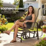 Gliding Lounger Chair Set of 2, Single Rockers with Lightweight Metal and Mesh Construction, Khaki - Image 4