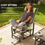 Gliding Lounger Chair Set of 2, Single Rockers with Lightweight Metal and Mesh Construction, Khaki - Image 5