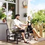 Gliding Lounger Chair Set of 2, Single Rockers with Lightweight Metal and Mesh Construction, Khaki - Image 8