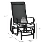 Outsunny Gliding Relaxation: Lightweight Black Outdoor Glider Rocker with Smooth Rocking Arms - Image 3