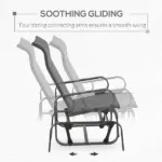 Outsunny Gliding Rocking Chair, Patio Swinging Chair with Smooth Rocking Arms and Lightweight Construction for Patio Backyard, Gray - Image 4