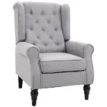 Gray Fabric Tufted Club Accent Chair with Removable Cushion, Wooden Legs - Image 11