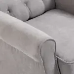 Gray Fabric Tufted Club Accent Chair with Removable Cushion, Wooden Legs - Image 9