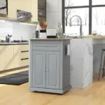 Gray Kitchen Cart, Rolling Island with Drawer, Adjustable Shelf and 2 Towel Racks - Image 2