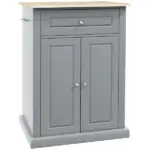 Gray Kitchen Cart, Rolling Island with Drawer, Adjustable Shelf and 2 Towel Racks