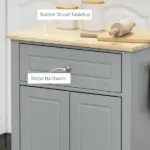 Gray Kitchen Cart, Rolling Island with Drawer, Adjustable Shelf and 2 Towel Racks - Image 6