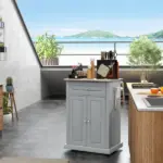 Gray Kitchen Cart, Rolling Island with Drawer, Adjustable Shelf and 2 Towel Racks - Image 10