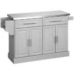 HOMCOM Gray Kitchen Companion Cart, with Stainless Top, Drawers, Racks and Cabinets on Wheels - Image 11