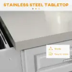 HOMCOM Gray Kitchen Companion Cart, with Stainless Top, Drawers, Racks and Cabinets on Wheels - Image 5
