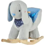 Qaba Plush Rocking Rabbit with Cradlesong Gray for Ages 18-36 Months