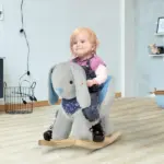 Qaba Plush Rocking Rabbit with Cradlesong Gray for Ages 18-36 Months - Image 8