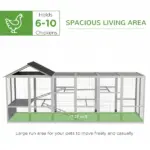 Gray Wooden Chicken Coop for 6-10 Chickens with Storage Perches 49"x48"x12.5" Poultry Essentials - Image 4