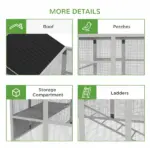 Gray Wooden Chicken Coop for 6-10 Chickens with Storage Perches 49"x48"x12.5" Poultry Essentials - Image 6
