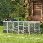 Gray Wooden Chicken Coop for 6-10 Chickens with Storage Perches 49"x48"x12.5" Poultry Essentials - Image 10