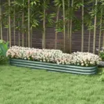 Green Galvanized Garden Bed 8' Metal Planter Box DIY Stock Tank Safety Edging for Herbs Vegetables - Image 2