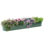 Green Galvanized Garden Bed 8' Metal Planter Box DIY Stock Tank Safety Edging for Herbs Vegetables - Image 11