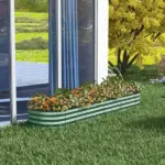 Green Galvanized Garden Bed 8' Metal Planter Box DIY Stock Tank Safety Edging for Herbs Vegetables - Image 10