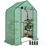 Greenhouse for Outdoors, Portable Greenhouse with 6 Shelves, UV-resistant PE Cover, Roll-up Door, Green - Image 11